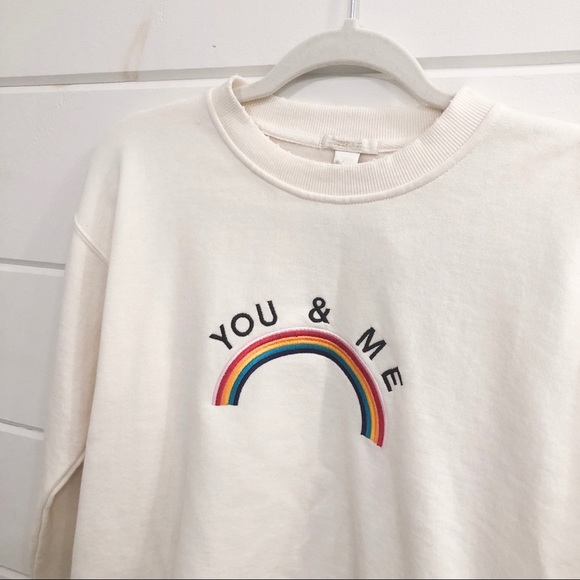 Cropped Sweatshirt Rainbow Graphic “You & Me” - Picture 2 of 4